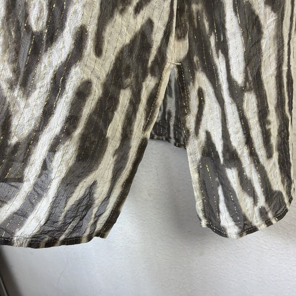Chico's Animal Print Tunic Large silk brown gold bohemian beaded festival party - Picture 4 of 16